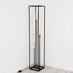 Lampes Vintages & Rétros-hofstein Lampadaire Yuhigaoka Cuivre, Noir, 3 lumières