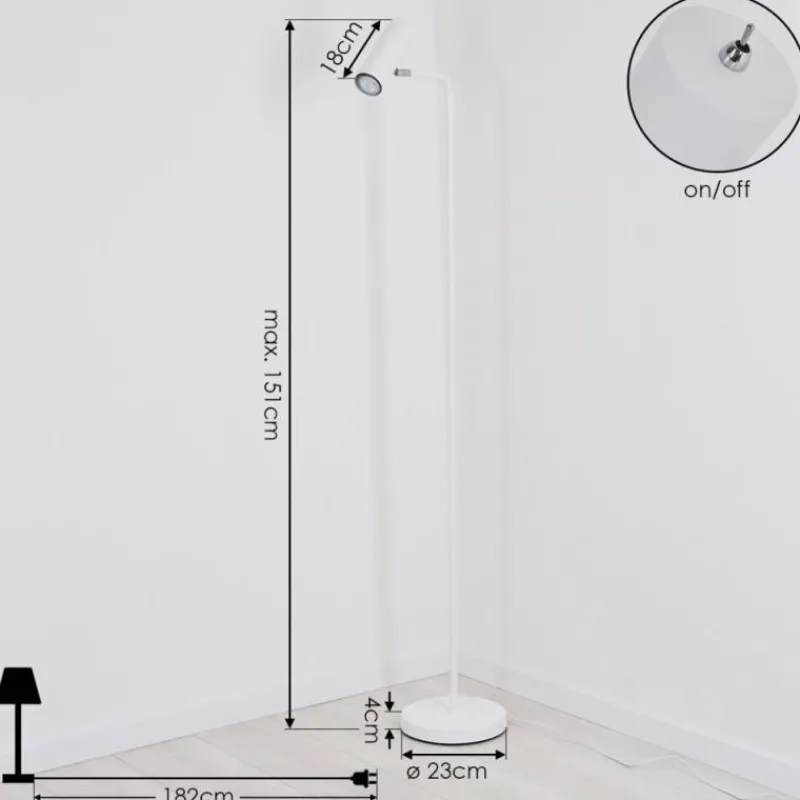 hofstein Lampadaire Zuoz Chrome, Blanc, 1 lumière