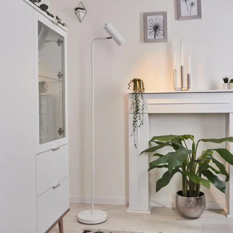 hofstein Lampadaire Zuoz Chrome, Blanc, 1 lumière