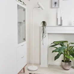 hofstein Lampadaire Zuoz Chrome, Blanc, 1 lumière