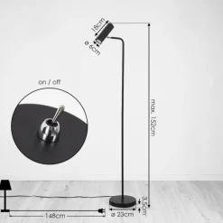 hofstein Lampadaire Zuoz Chrome, Noir, 1 lumière