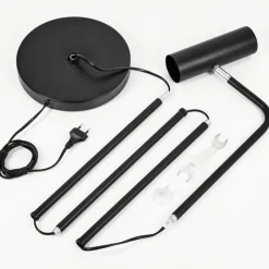 hofstein Lampadaire Zuoz Chrome, Noir, 1 lumière