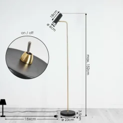 hofstein Lampadaire Zuoz Laiton, Noir, 1 lumière* Lampadaires Et Lampes Sur Pied