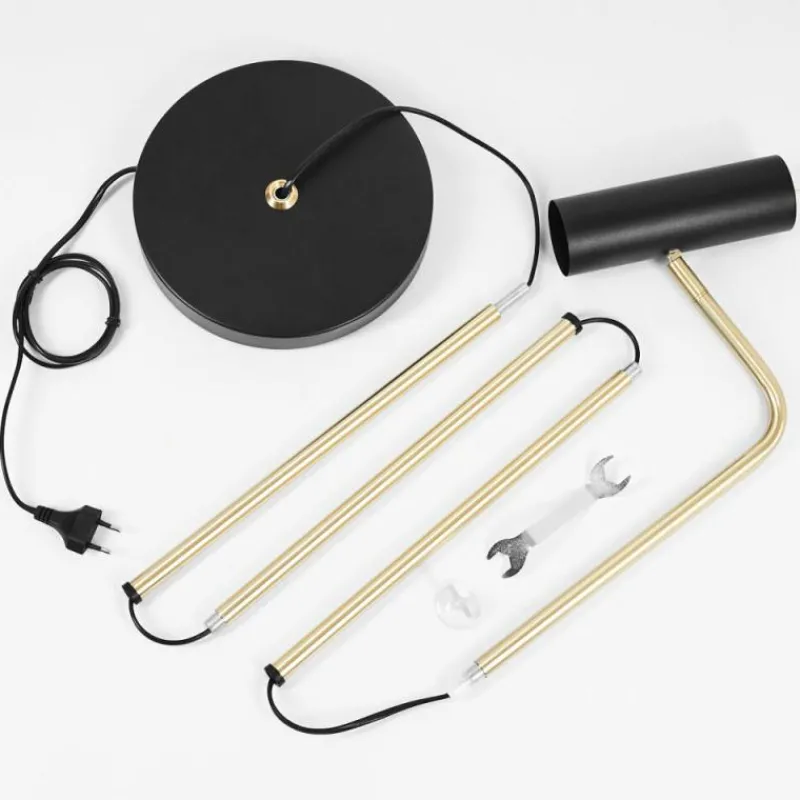 hofstein Lampadaire Zuoz Laiton, Noir, 1 lumière* Lampadaires Et Lampes Sur Pied