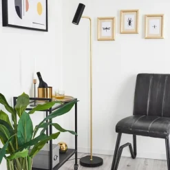 hofstein Lampadaire Zuoz Laiton, Noir, 1 lumière* Lampadaires Et Lampes Sur Pied