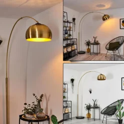 Lampes Art Déco-hofstein Lampe à arc Lourinha Laiton, Noir, 1 lumière