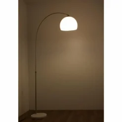 Luminaires Globo Lighting Lampe à arc Globo Newcastle Marbre, Nickel mat, 1 lumière* Lampadaires Et Lampes Sur Pied