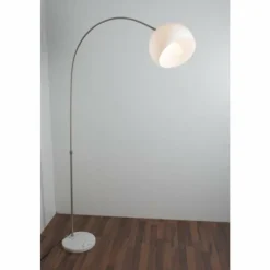 Luminaires Globo Lighting Lampe à arc Globo Newcastle Marbre, Nickel mat, 1 lumière* Lampadaires Et Lampes Sur Pied