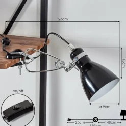 hofstein lampe â clipper Brienz Chrome, Noir, 1 lumière