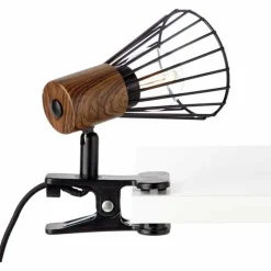 Lampes Vintages & Rétros-Luminaires Brilliant Lampe à pince Brilliant Manama Bois foncé, Noir, 1 lumière