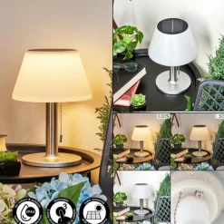 hofstein Lampe à poser Alcudia Solar LED Nickel mat, 10 lumières