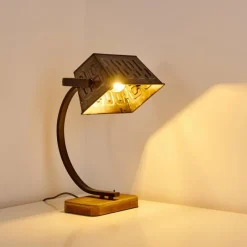 Luminaires Rustiques-hofstein Lampe à poser Anvik Brun, Gris, Rouille, 1 lumière