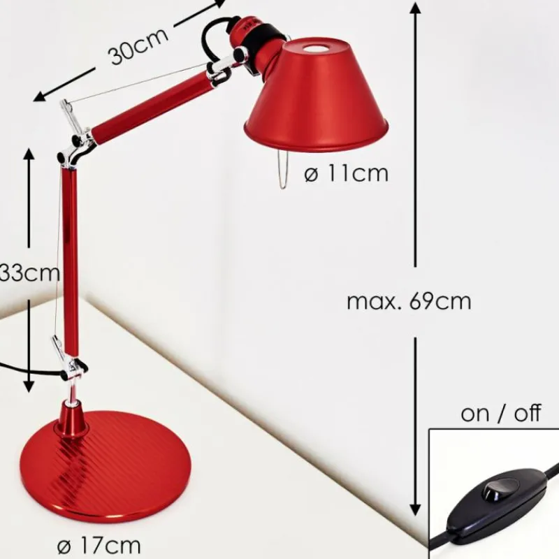 Lampe Design-Luminaires Artemide Lampe à poser Artemide TOLOMEO MICRO Rouge, 1 lumière