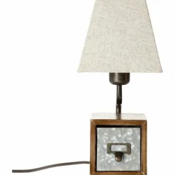 Lampes En Tissu-Luminaires Brilliant Lampe à poser Brilliant Casket Beige, Brun foncé, Zingué, 1 lumière