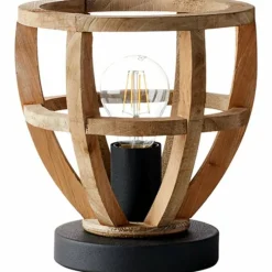 Style Boho-Chic-Luminaires Brilliant Lampe à poser Brilliant Matrix Wood Noir, 1 lumière