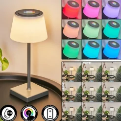 hofstein Lampe à poser Burzaco LED Anthracite, 1 lumière, Changeur de couleurs