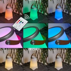 hofstein Lampe à poser Chilar LED Brun, Blanc, 1 lumière, Télécommandes, Changeur de couleurs