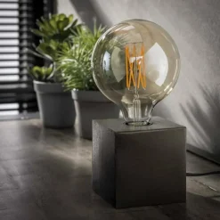 Lampes Vintages & Rétros-hofstein Lampe à poser DEDEMSVAART Nickel mat, Noir, 1 lumière