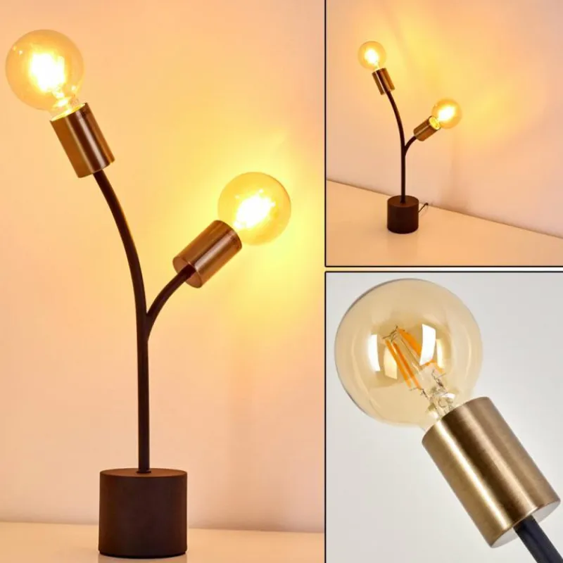 Lampes Dorées-hofstein Lampe à poser Duvin Noir doré, 2 lumières