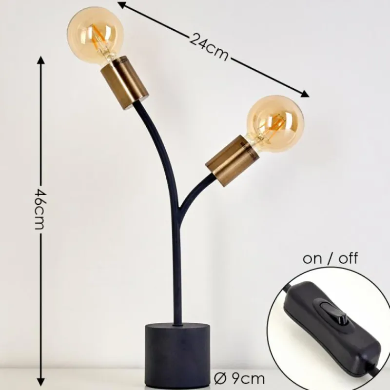 Lampes Dorées-hofstein Lampe à poser Duvin Noir doré, 2 lumières