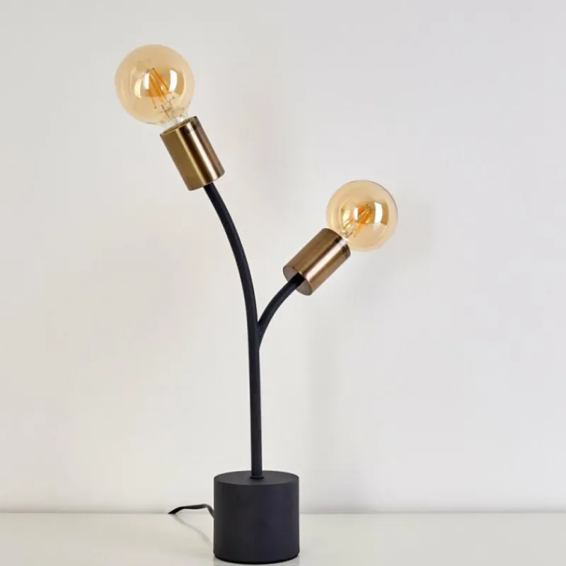 Lampes Dorées-hofstein Lampe à poser Duvin Noir doré, 2 lumières