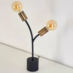 Lampes Dorées-hofstein Lampe à poser Duvin Noir doré, 2 lumières