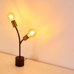Lampes Dorées-hofstein Lampe à poser Duvin Noir doré, 2 lumières