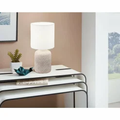 Lampes En Tissu-Luminaires Eglo Lampe à poser Eglo BELLARIVA Or, Blanc, 1 lumière