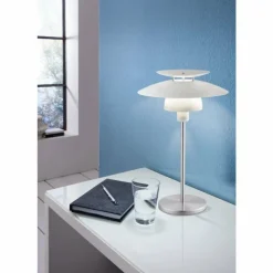 Luminaires Eglo Lampe à poser EGLO BRENDA Nickel mat, Blanc, 1 lumière* Lampes À Poser