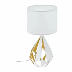 Lampes En Tissu-Luminaires Eglo Lampe à poser EGLO CARLTON Or, Blanc, 1 lumière