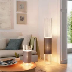 Lampes En Tissu-Luminaires Eglo Lampe à poser Eglo NORUMBEGA Gris, Blanc, 1 lumière