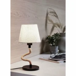 Lampes En Tissu-Luminaires Eglo Lampe à poser EGLO RAMPSIDE Noir, 1 lumière