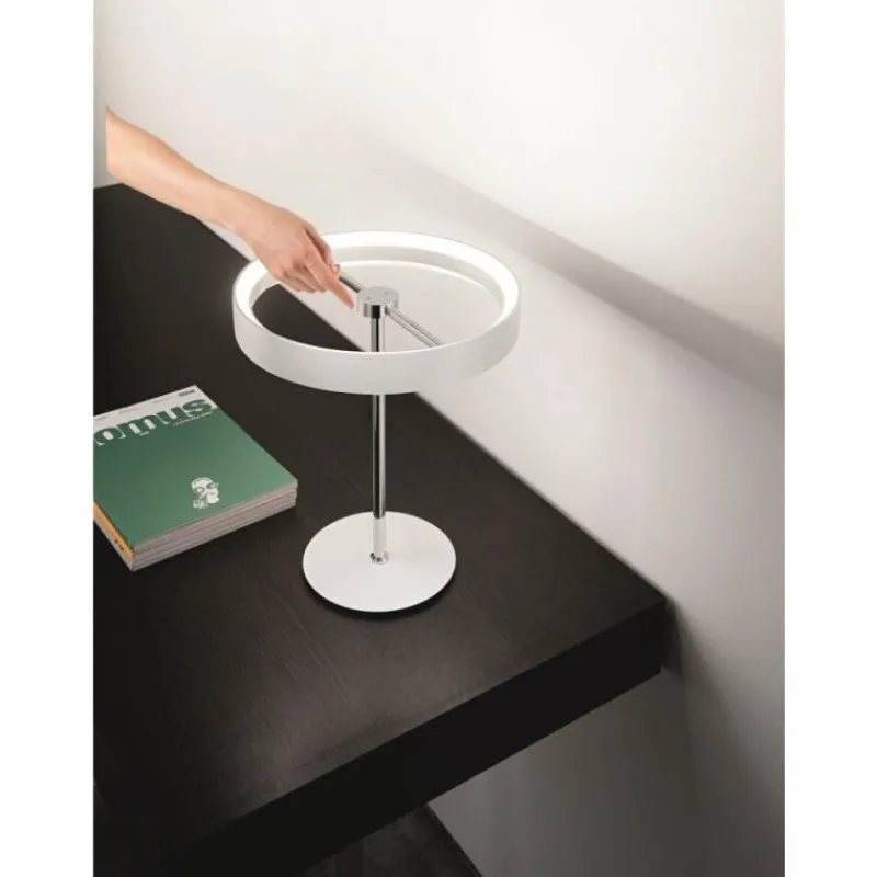 Luminaires Fabas Luce Lampe à poser Fabas Luce Double LED Chrome, Blanc, 1 lumière* Éclairage Led