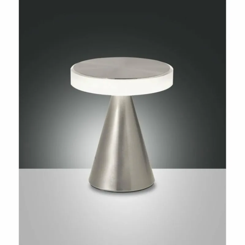 Luminaires Fabas Luce Lampe à poser Fabas Luce Neutra LED Nickel mat, 1 lumière* Éclairage Led