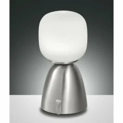 Luminaires Fabas Luce Lampe à poser Fabas Luce Solange LED Nickel mat, 1 lumière