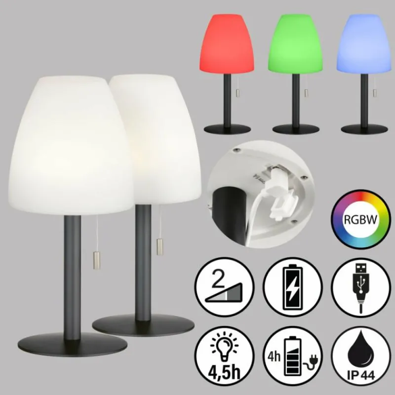 FHL easy Lampe à poser Fiumara LED Noir, 1 lumière, Télécommandes, Changeur de couleurs