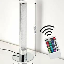 hofstein Lampe à poser Flaut LED Chrome, 1 lumière, Télécommandes, Changeur de couleurs* Éclairage Led