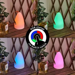 hofstein Lampe à poser Guari LED Brun, Blanc, 1 lumière, Changeur de couleurs