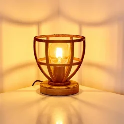 Lampes Industrielles-hofstein Lampe à poser Haervej Bois clair, Rouille, 1 lumière