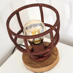 Lampes Industrielles-hofstein Lampe à poser Haervej Bois clair, Rouille, 1 lumière