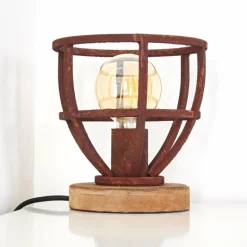 Lampes Industrielles-hofstein Lampe à poser Haervej Bois clair, Rouille, 1 lumière