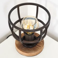 Lampes Industrielles-hofstein Lampe à poser Haervej Bois clair, Noir, 1 lumière