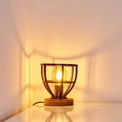 Lampes Industrielles-hofstein Lampe à poser Haervej Bois clair, Noir, 1 lumière