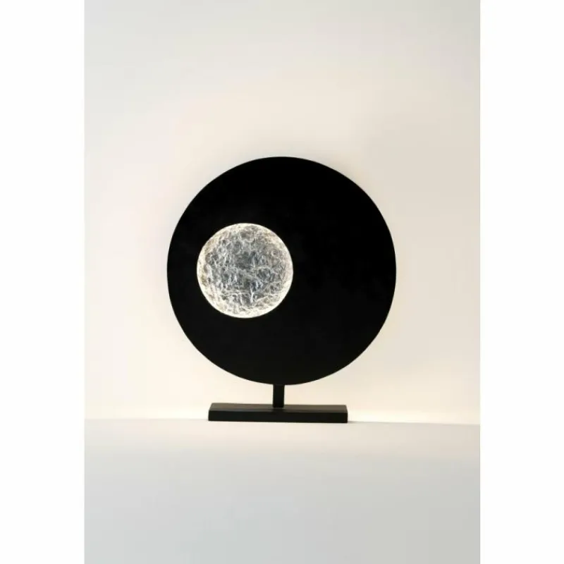 Luminaires Holländer Lampe à poser Holländer LUNA RUND LED Brun, Noir, Argenté, 1 lumière* Lampes À Poser