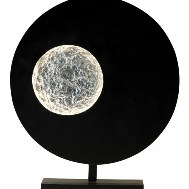 Luminaires Holländer Lampe à poser Holländer LUNA RUND LED Brun, Noir, Argenté, 1 lumière* Lampes À Poser