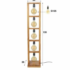 Lampes Vintages & Rétros-hofstein Lampe à poser HOOFPLAAT Bois clair, 5 lumières