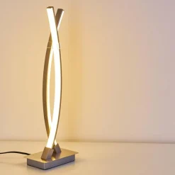 hofstein Lampe à poser Horpmaal LED Nickel mat, 2 lumières* Lampes À Poser