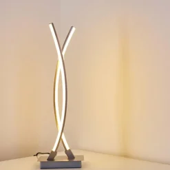 hofstein Lampe à poser Horpmaal LED Nickel mat, 2 lumières* Lampes À Poser