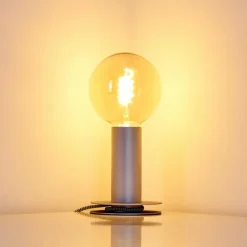 Lampes Vintages & Rétros-hofstein Lampe à poser Kimstad Argenté, 1 lumière