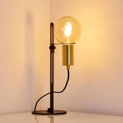 Luminaires Rustiques-hofstein Lampe à poser Kirehito Or, Laiton, Noir, 1 lumière